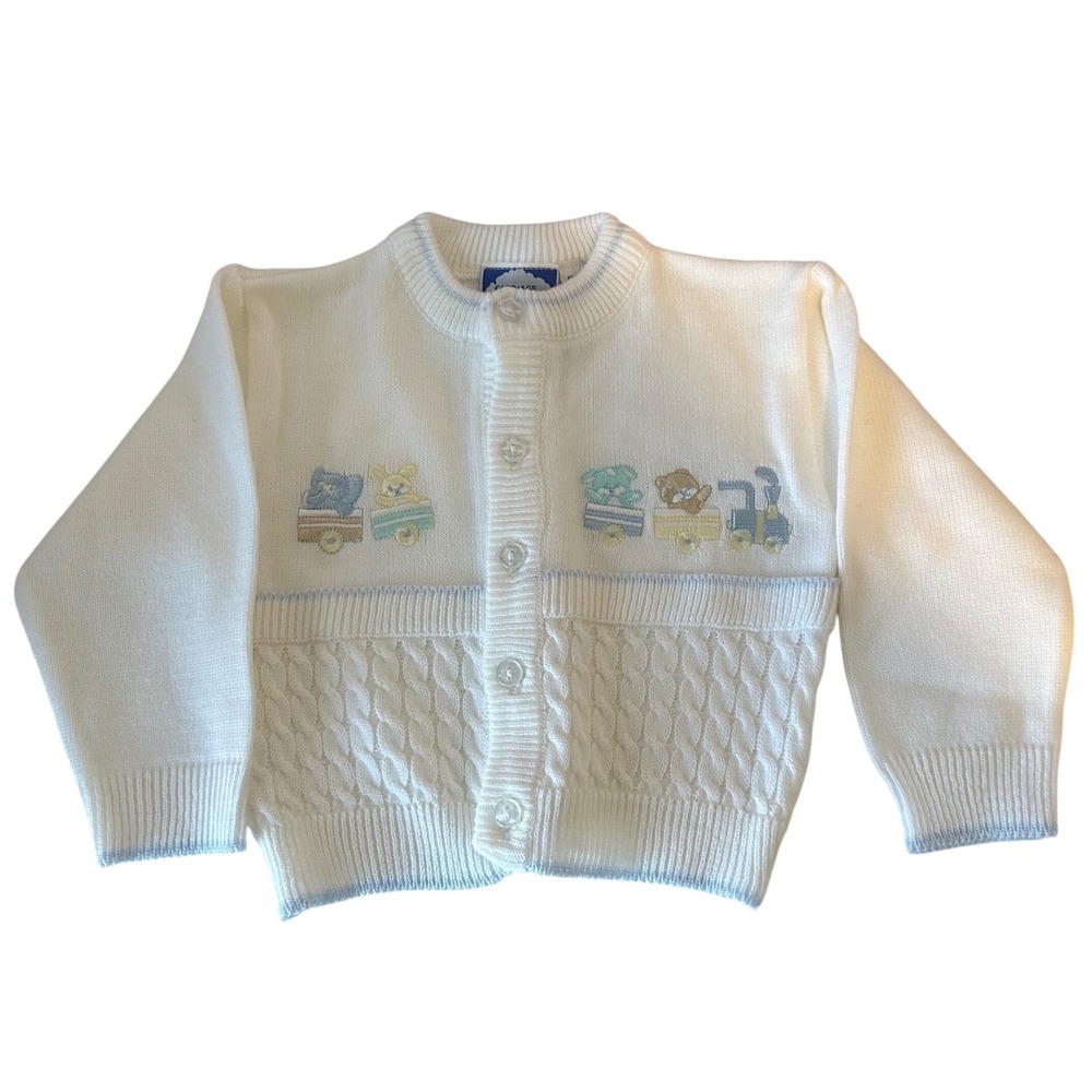 Vintage Carriage Boutiques Baby Button Front Cardigan Size 6M Toys Embroidered